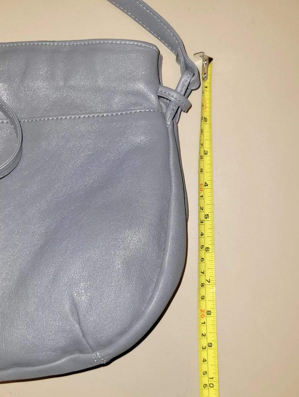 Bermans Leather - Soft Blue/gray Leather Crossbody Bag.